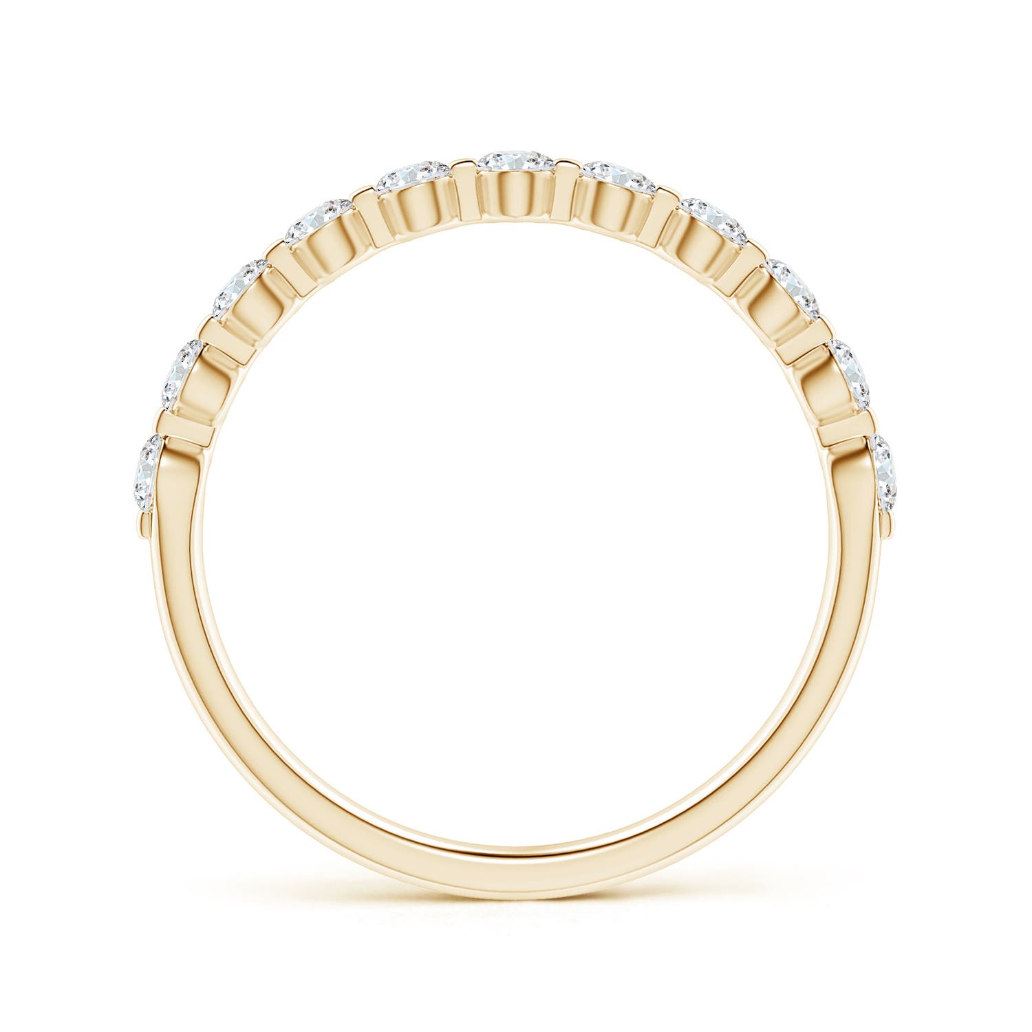 2.2mm GVS2 Floating Round Diamond Semi Eternity Wedding Ring for Her in 18K Yellow Gold