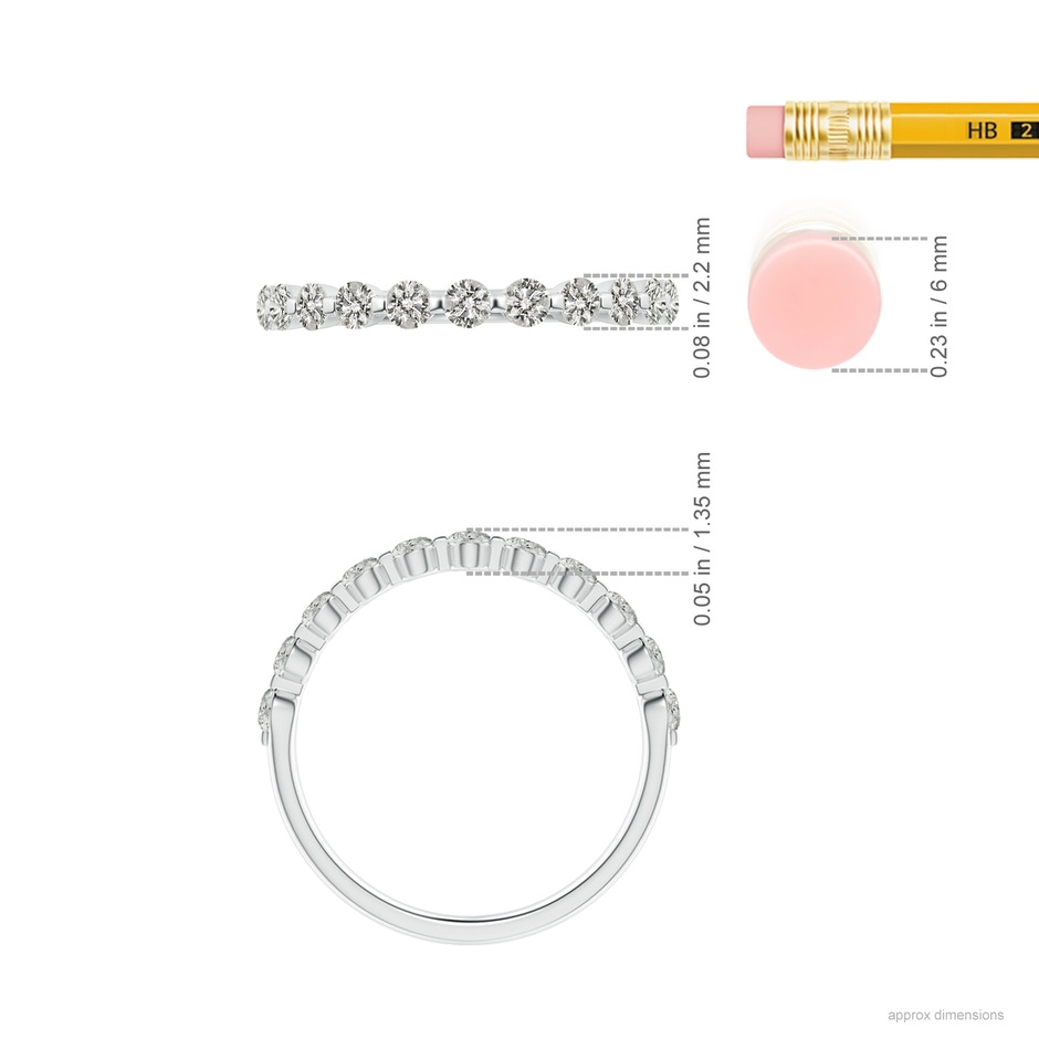 2.2mm KI3 Floating Round Diamond Semi Eternity Wedding Ring for Her in P950 Platinum ruler