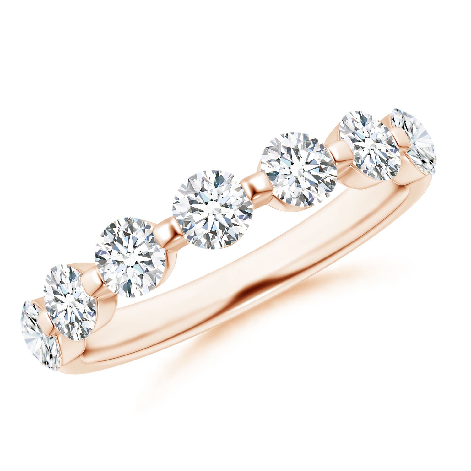 3.6mm GVS2 Floating Round Diamond Semi Eternity Wedding Ring for Her in Rose Gold