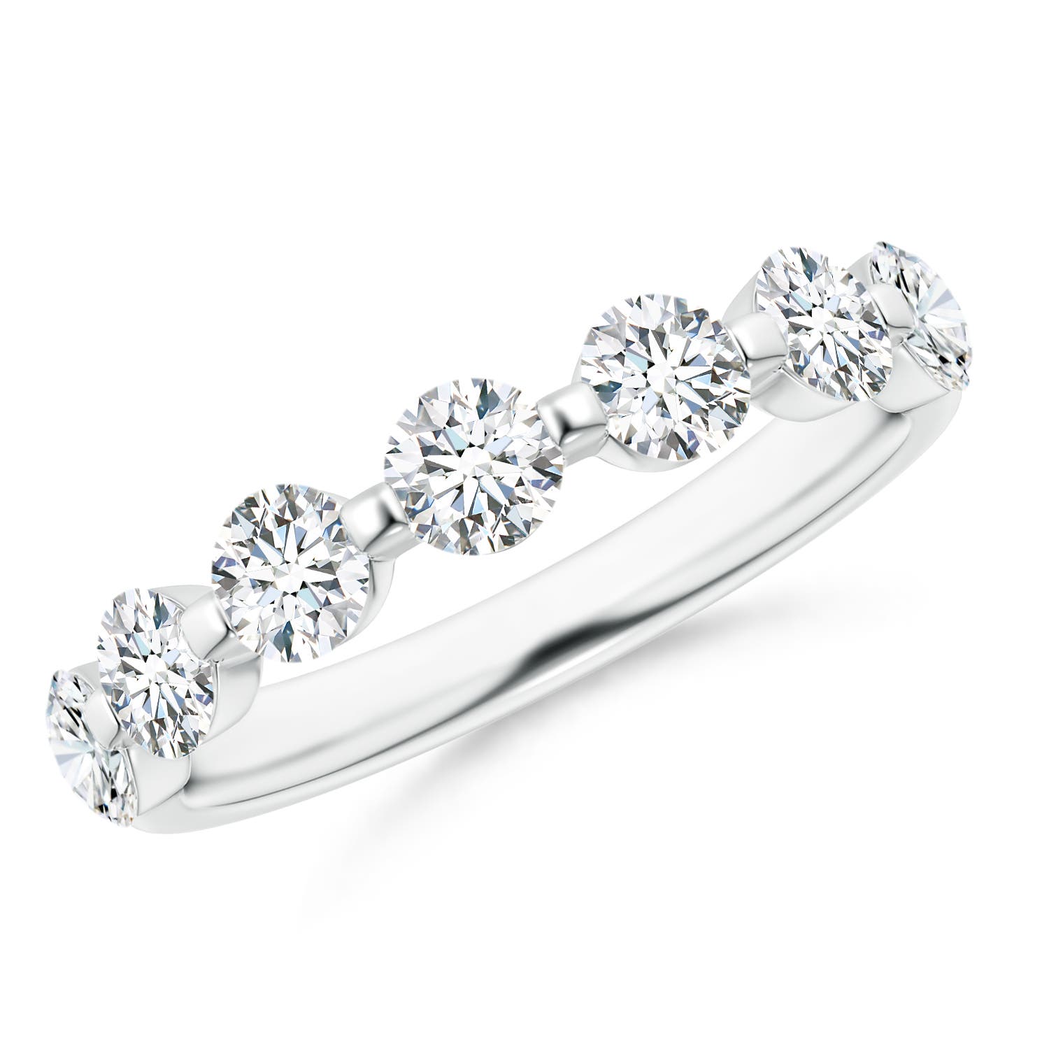 3.6mm GVS2 Floating Round Diamond Semi Eternity Wedding Ring for Her in White Gold