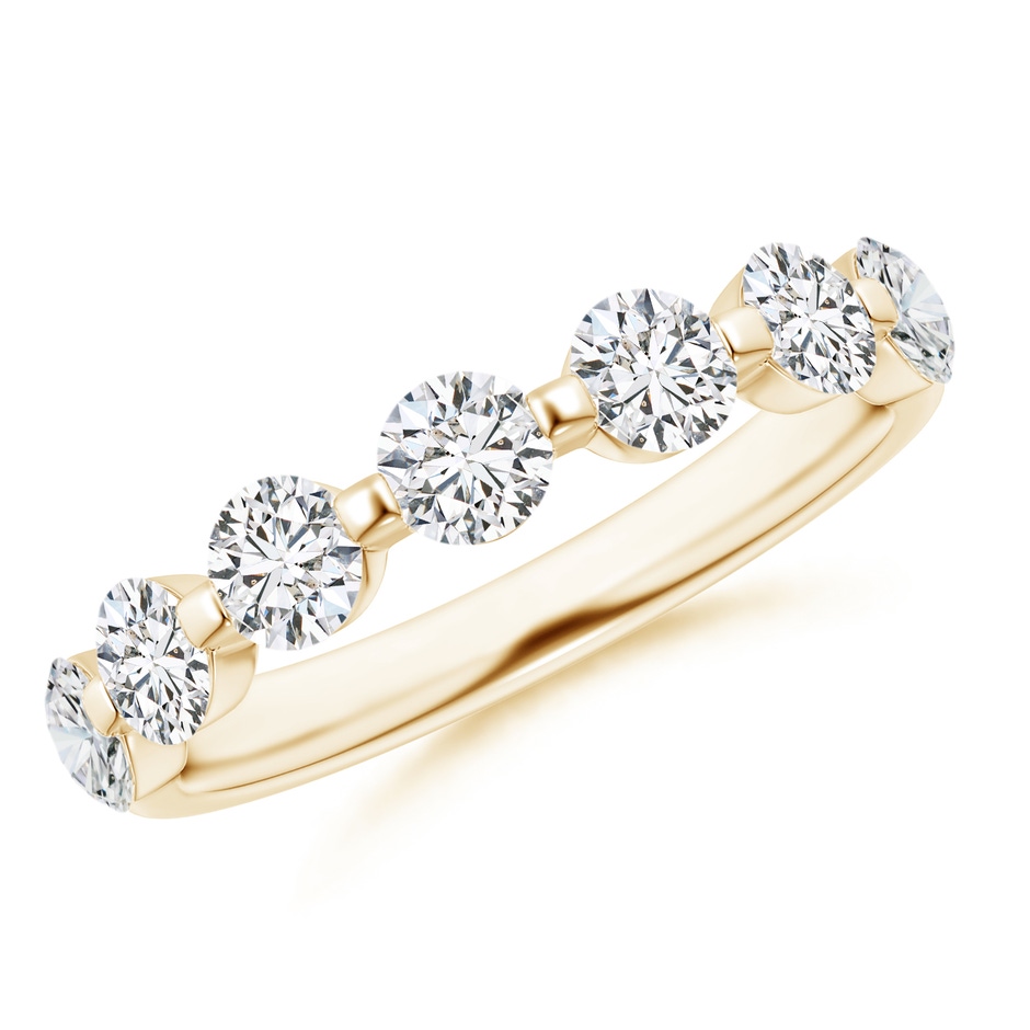 3.6mm HSI2 Floating Round Diamond Semi Eternity Wedding Ring for Her in Yellow Gold 