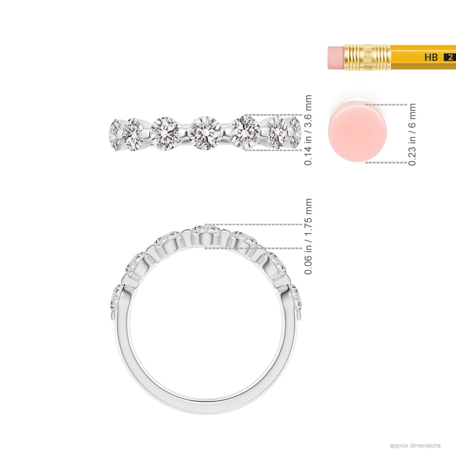 3.6mm IJI1I2 Floating Round Diamond Semi Eternity Wedding Ring for Her in White Gold ruler