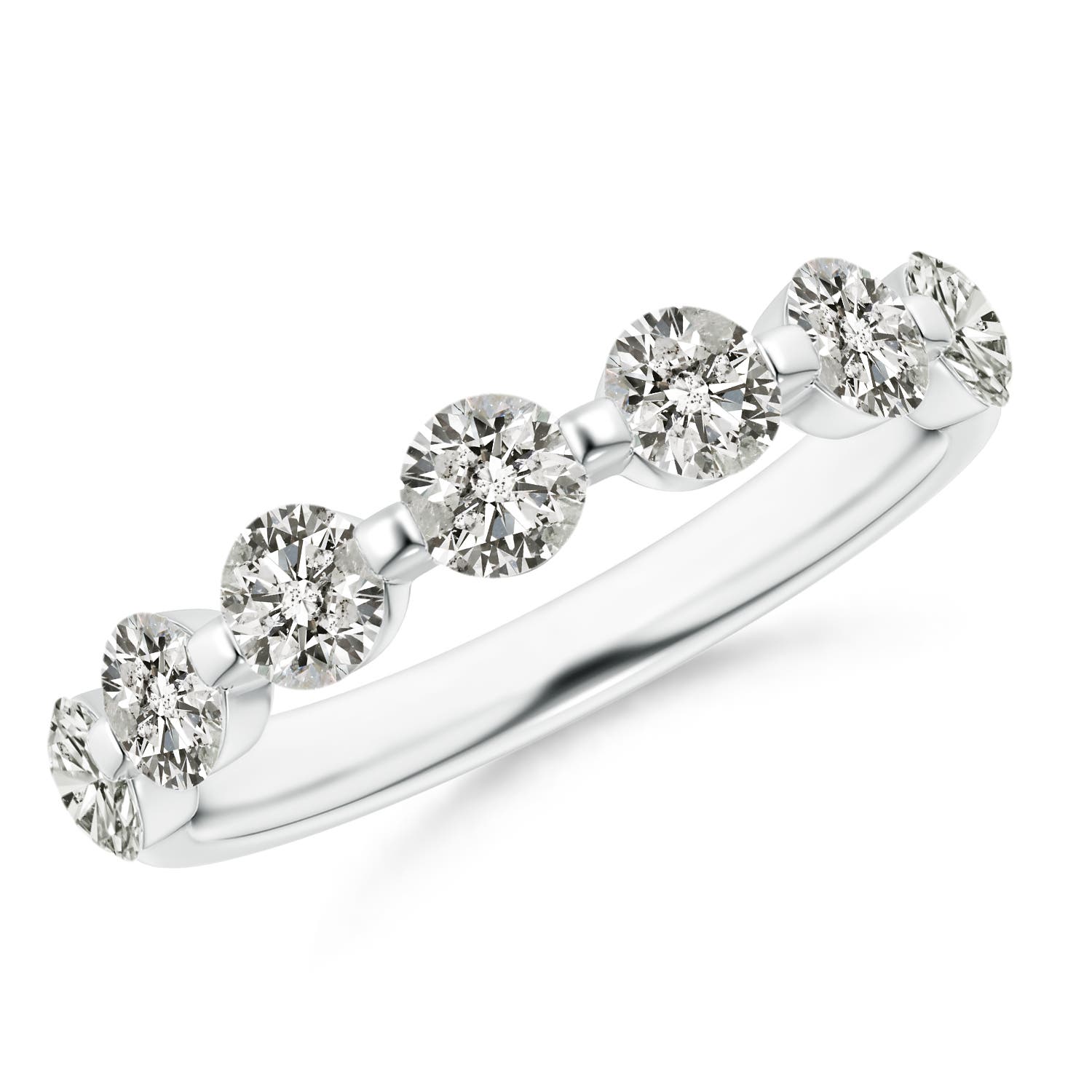 3.6mm KI3 Floating Round Diamond Semi Eternity Wedding Ring for Her in White Gold