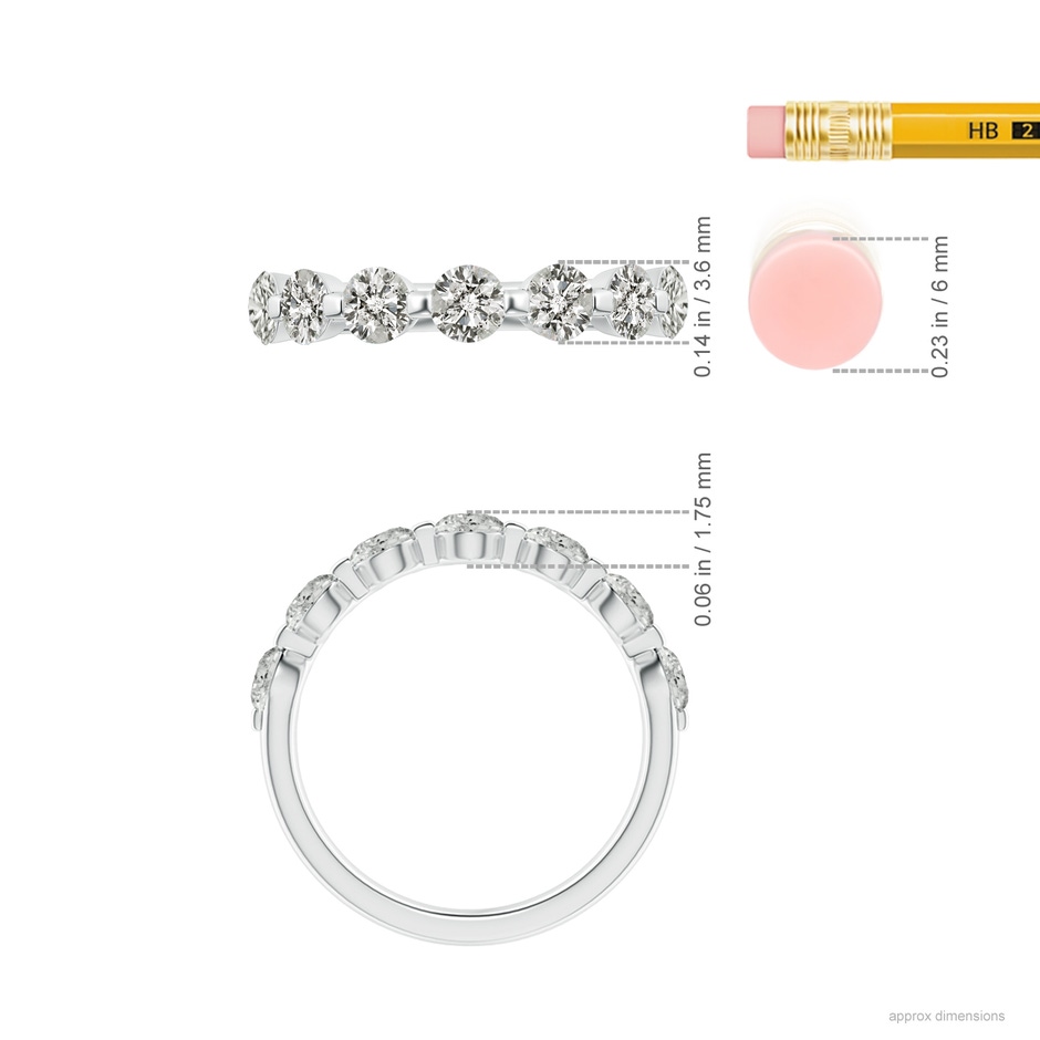 3.6mm KI3 Floating Round Diamond Semi Eternity Wedding Ring for Her in White Gold ruler