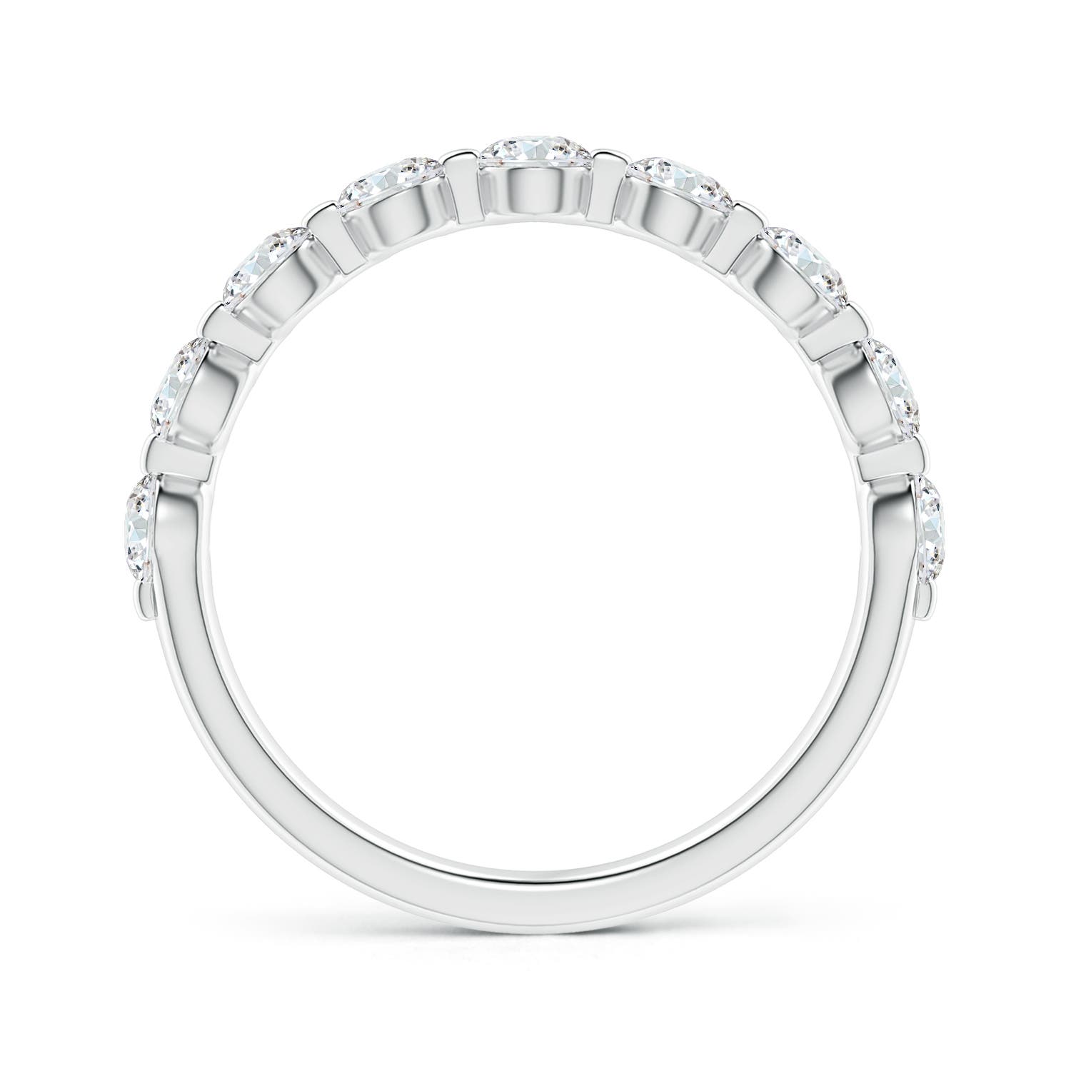 3mm GVS2 Floating Round Diamond Semi Eternity Wedding Ring for Her in 18K White Gold