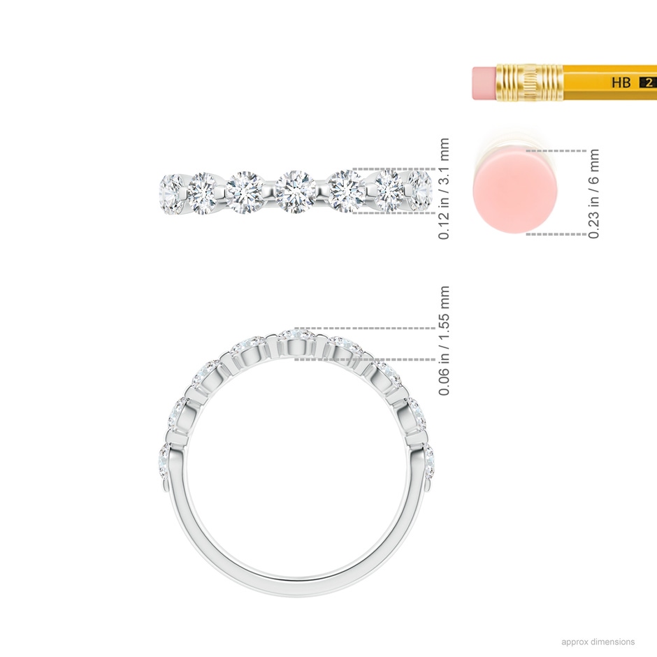 3mm GVS2 Floating Round Diamond Semi Eternity Wedding Ring for Her in White Gold ruler