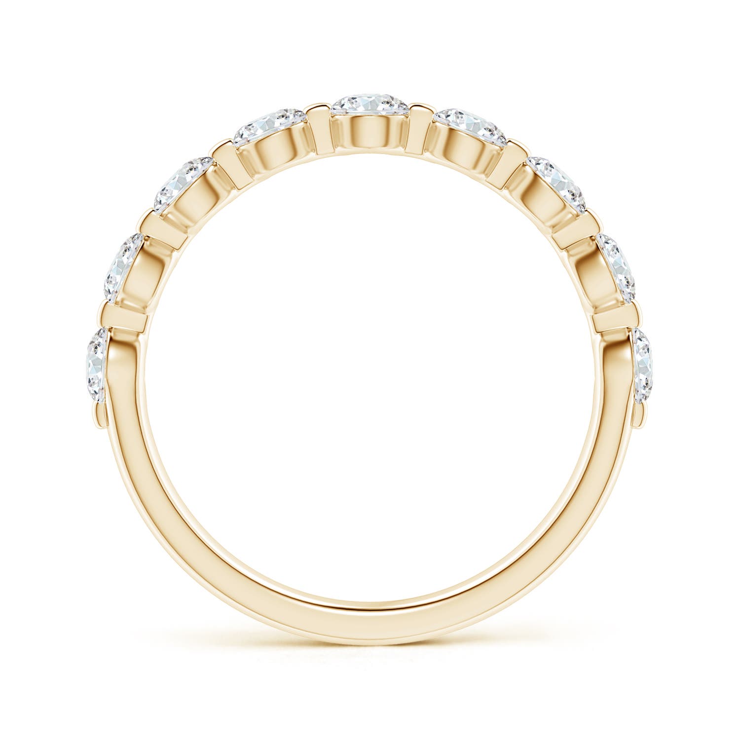 3mm GVS2 Floating Round Diamond Semi Eternity Wedding Ring for Her in Yellow Gold