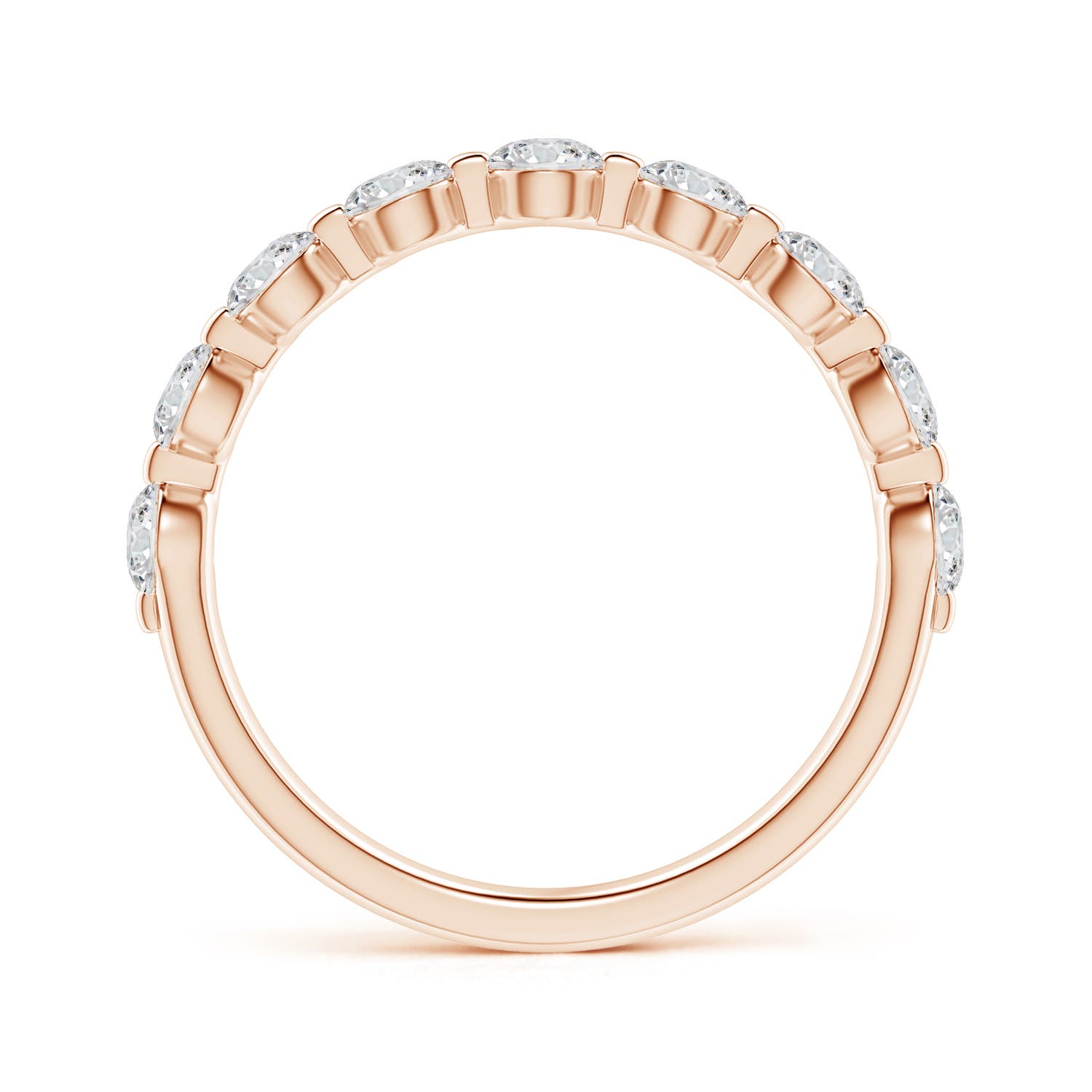 3mm HSI2 Floating Round Diamond Semi Eternity Wedding Ring for Her in 18K Rose Gold