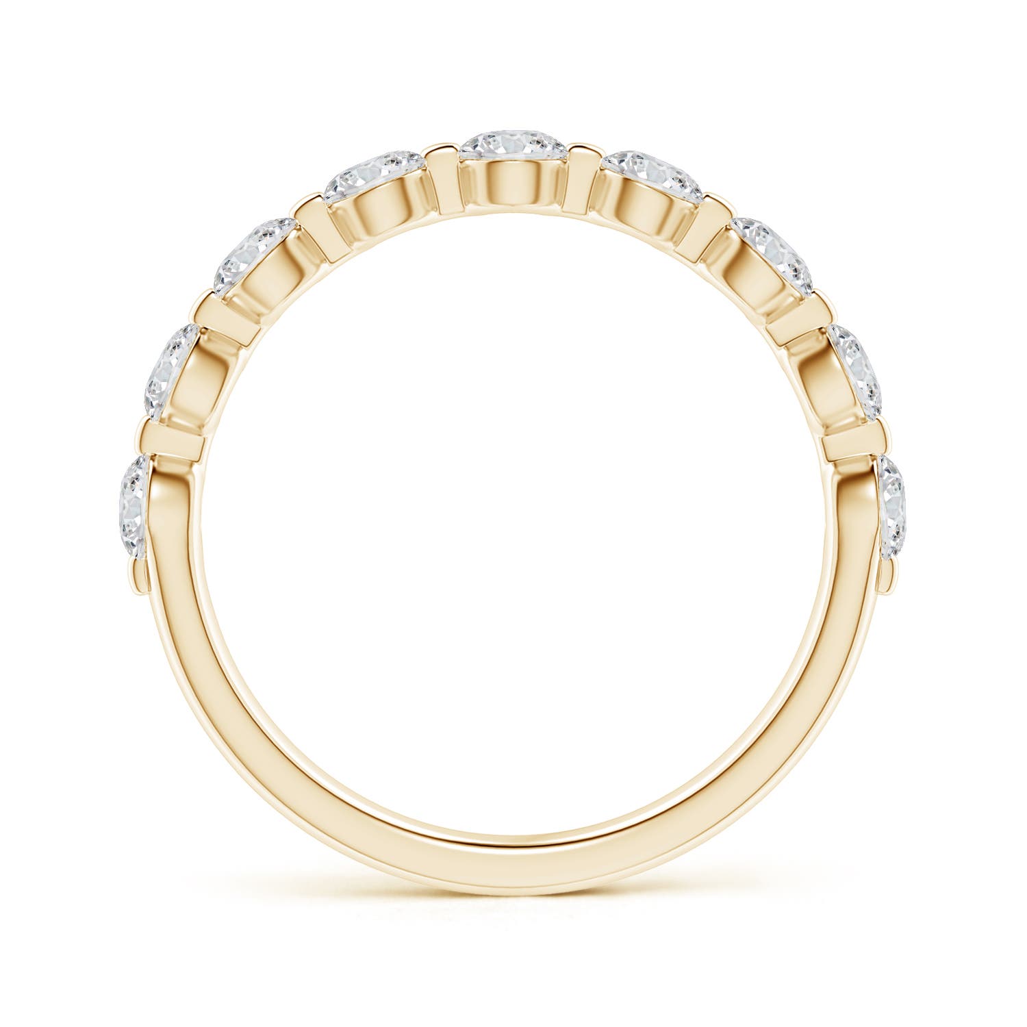 3mm HSI2 Floating Round Diamond Semi Eternity Wedding Ring for Her in Yellow Gold