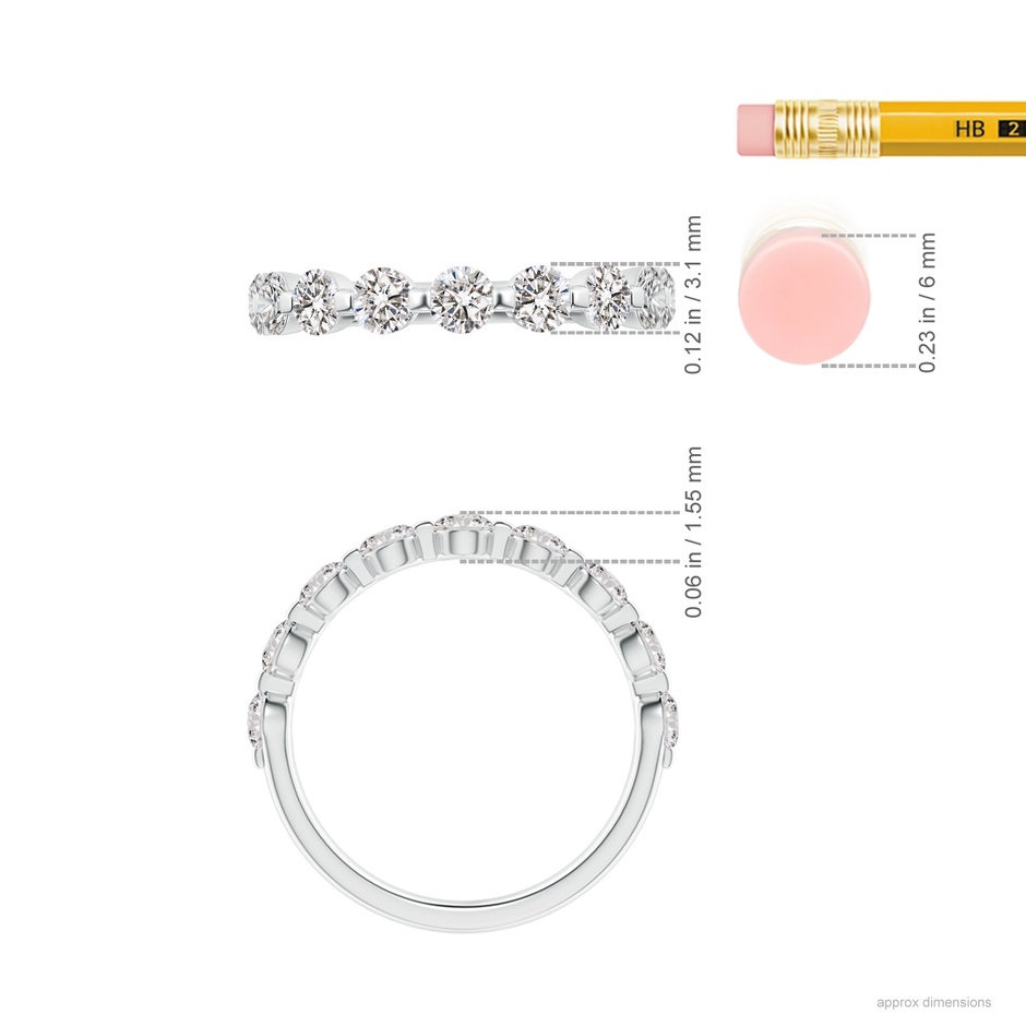 3mm IJI1I2 Floating Round Diamond Semi Eternity Wedding Ring for Her in White Gold ruler