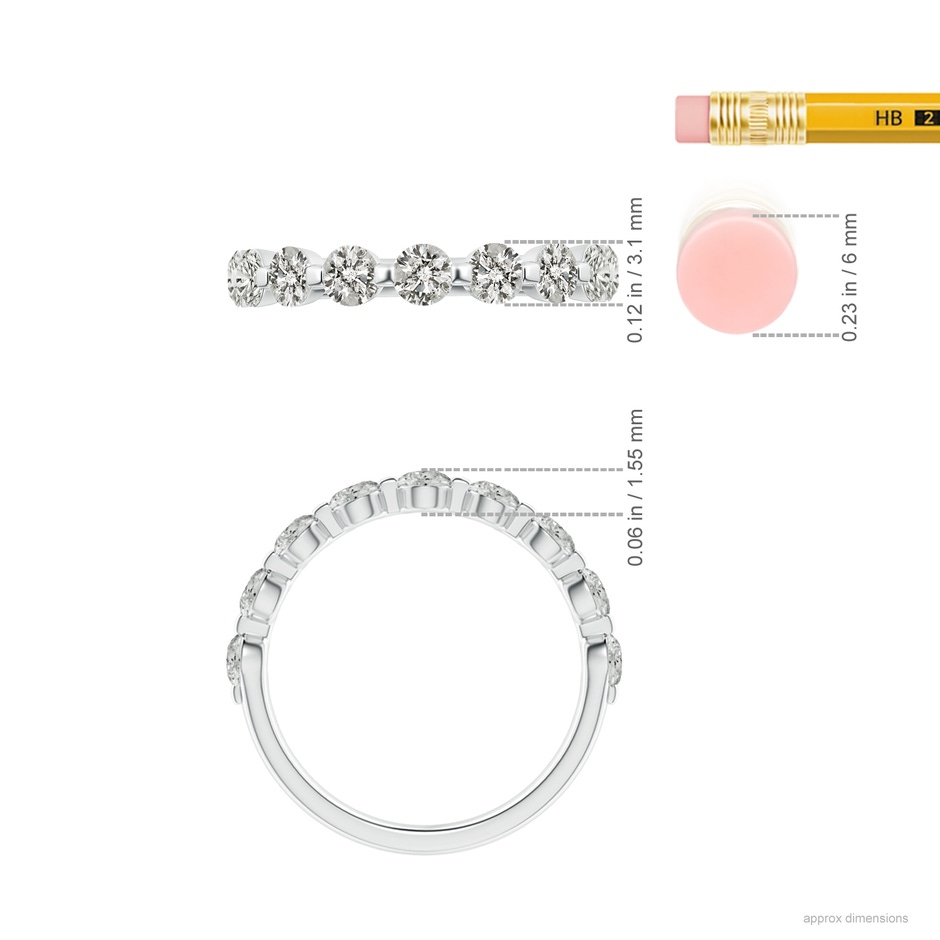 3mm KI3 Floating Round Diamond Semi Eternity Wedding Ring for Her in P950 Platinum ruler