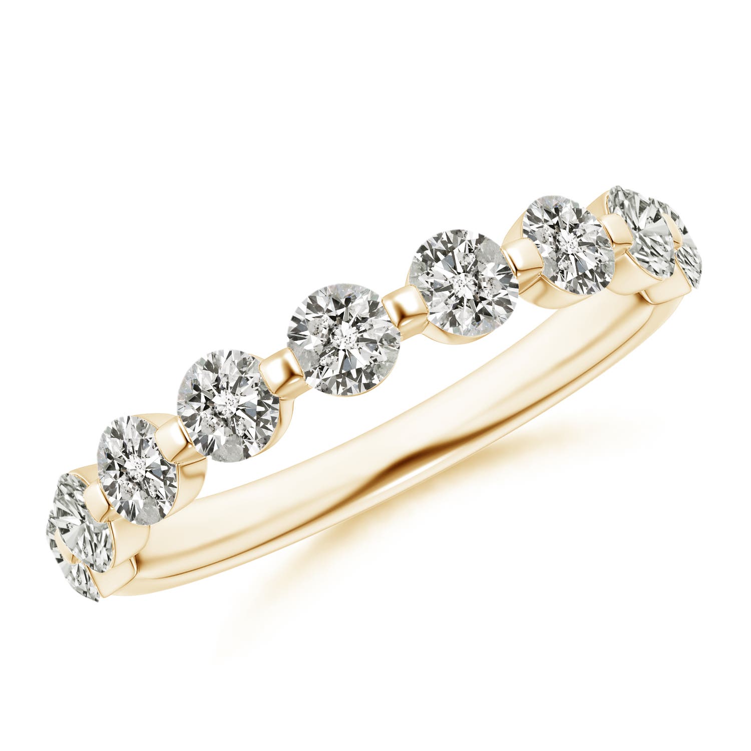 3mm KI3 Floating Round Diamond Semi Eternity Wedding Ring for Her in Yellow Gold