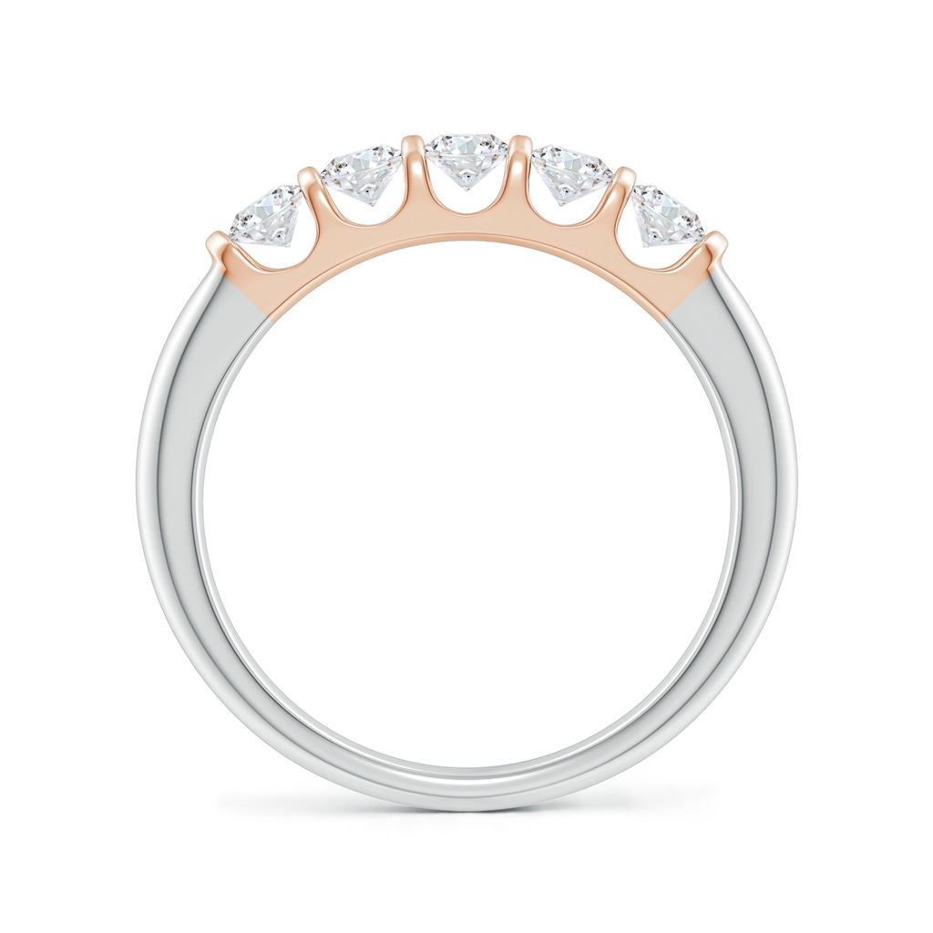 3mm GVS2 Bar Set Five Stone Round Diamond Wedding Ring for Her in White Gold Rose Gold - side 199