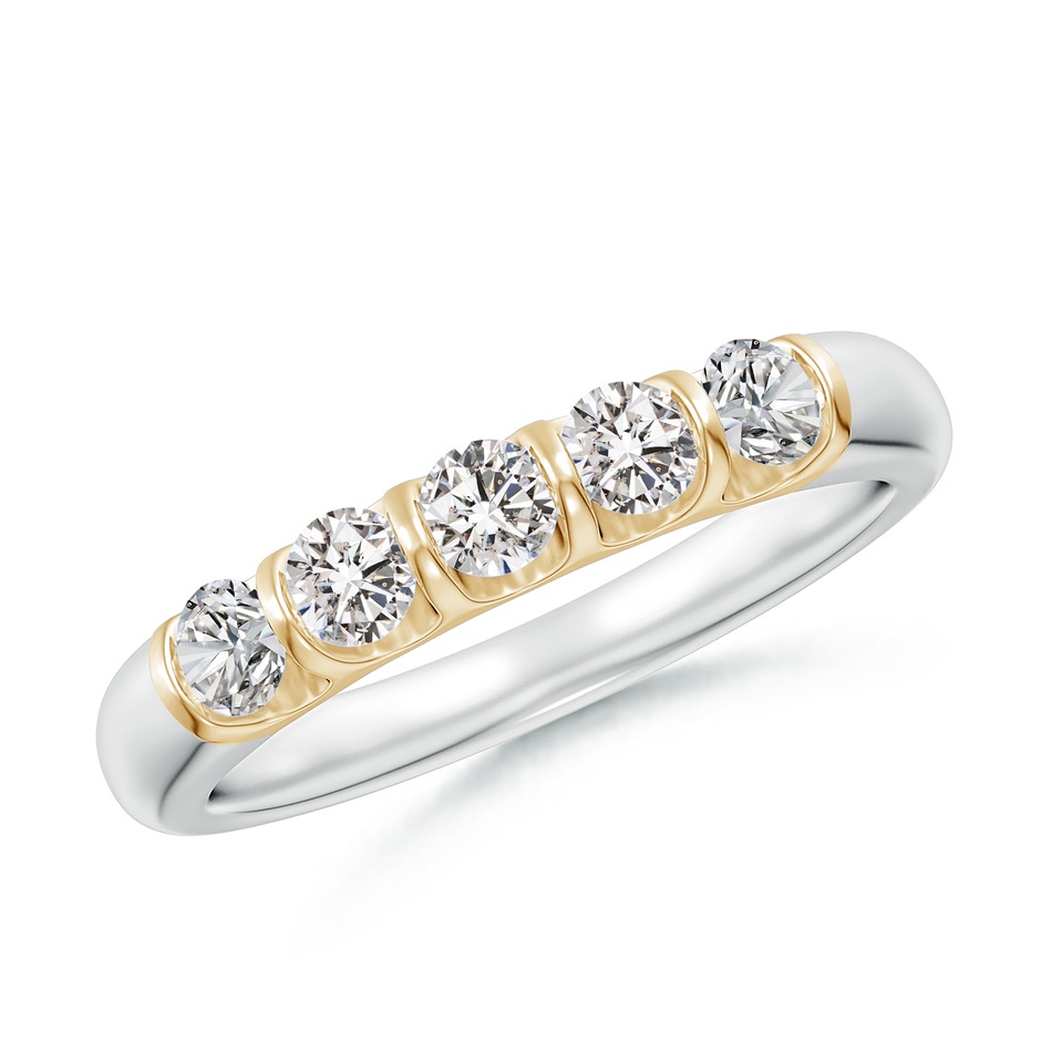 3mm IJI1I2 Bar Set Five Stone Round Diamond Wedding Ring for Her in White Gold Yellow Gold 