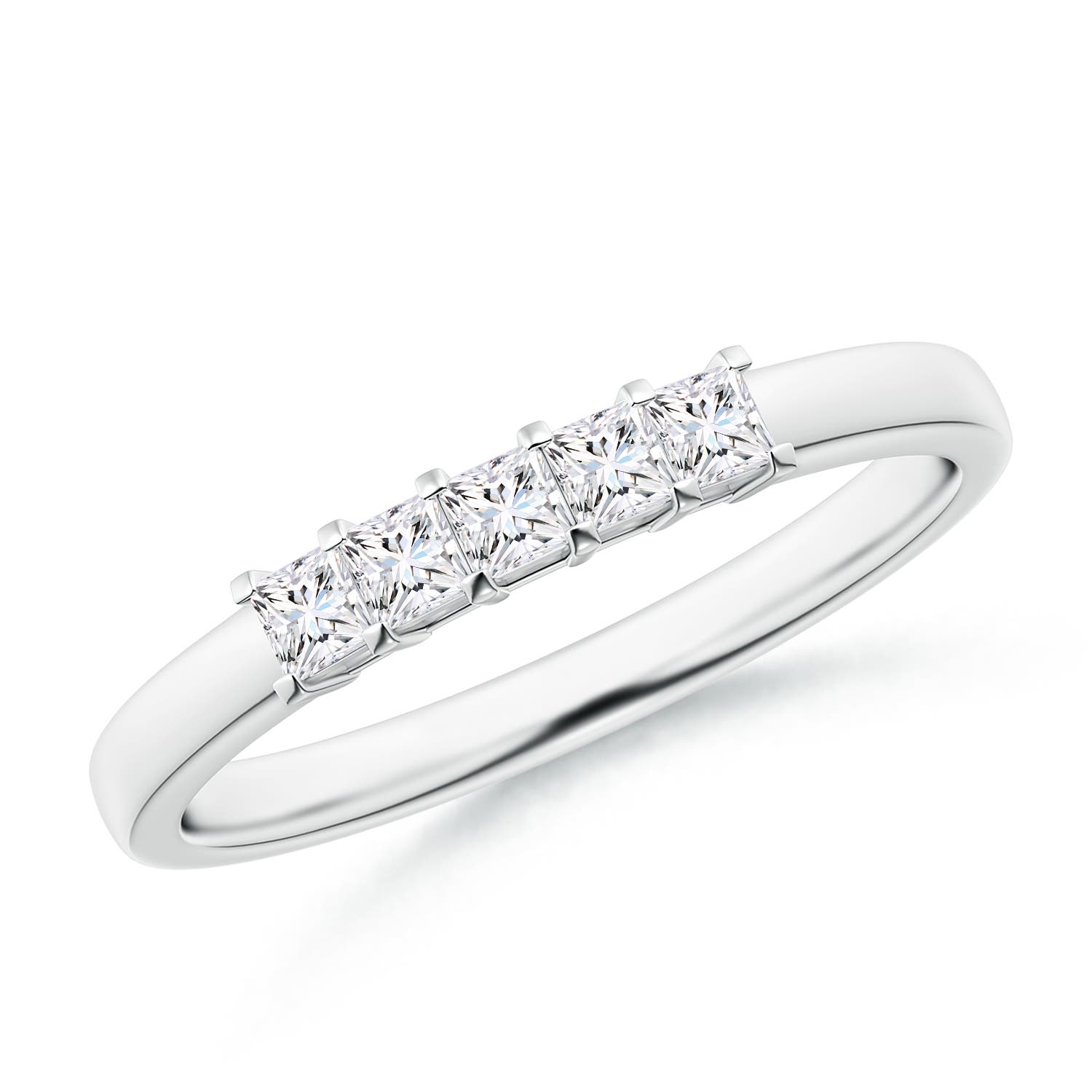 2.1mm GVS2 Classic Five Stone Princess Diamond Wedding Ring for Her in P950 Platinum