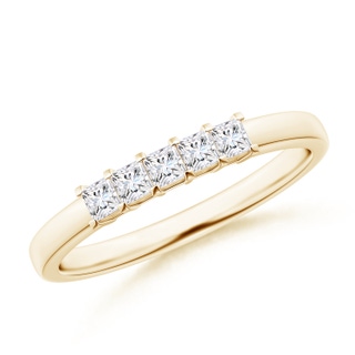 2.1mm GVS2 Classic Five Stone Princess Diamond Wedding Ring for Her in Yellow Gold