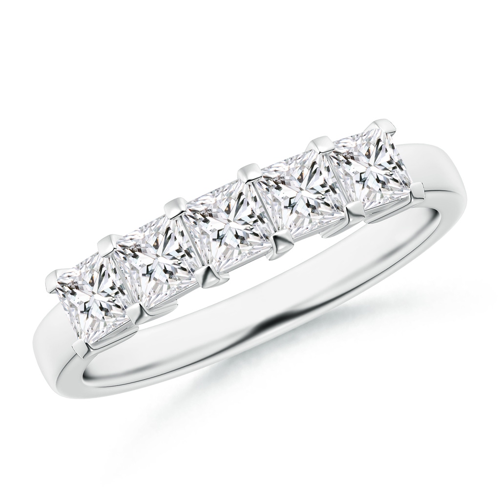 3.2mm HSI2 Classic Five Stone Princess Diamond Wedding Ring for Her in White Gold