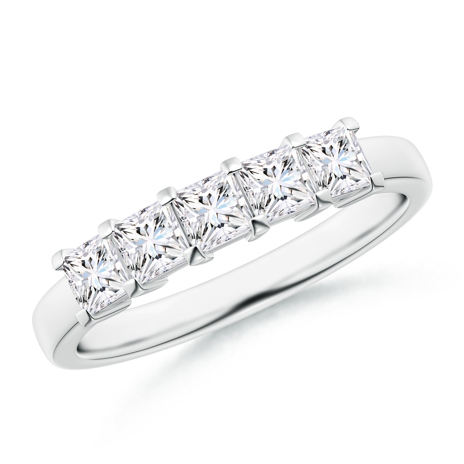 3mm GVS2 Classic Five Stone Princess Diamond Wedding Ring for Her in P950 Platinum 