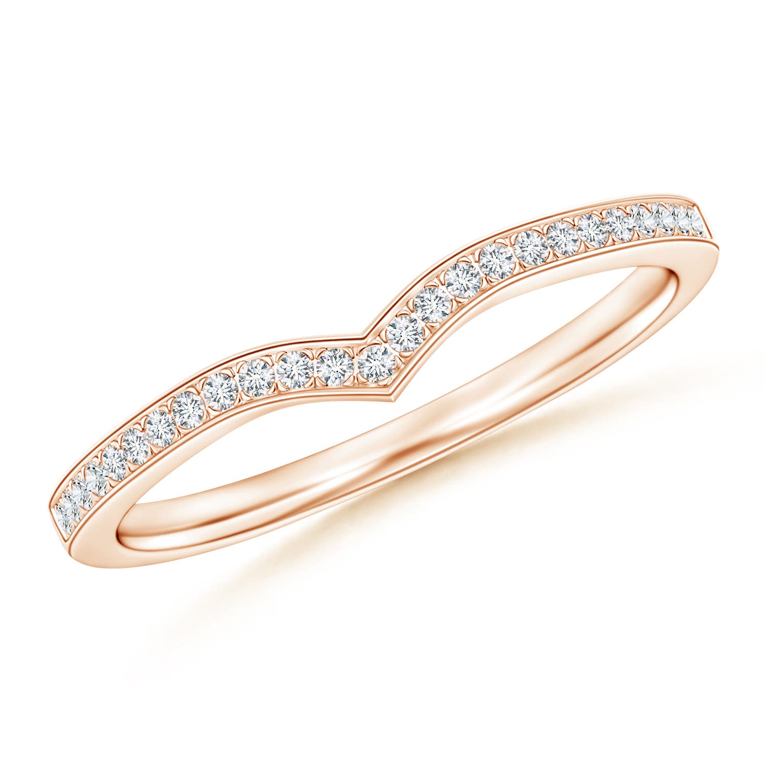 1mm GVS2 Pav� Half Eternity Diamond Pointed Wedding Band for Her in Rose Gold