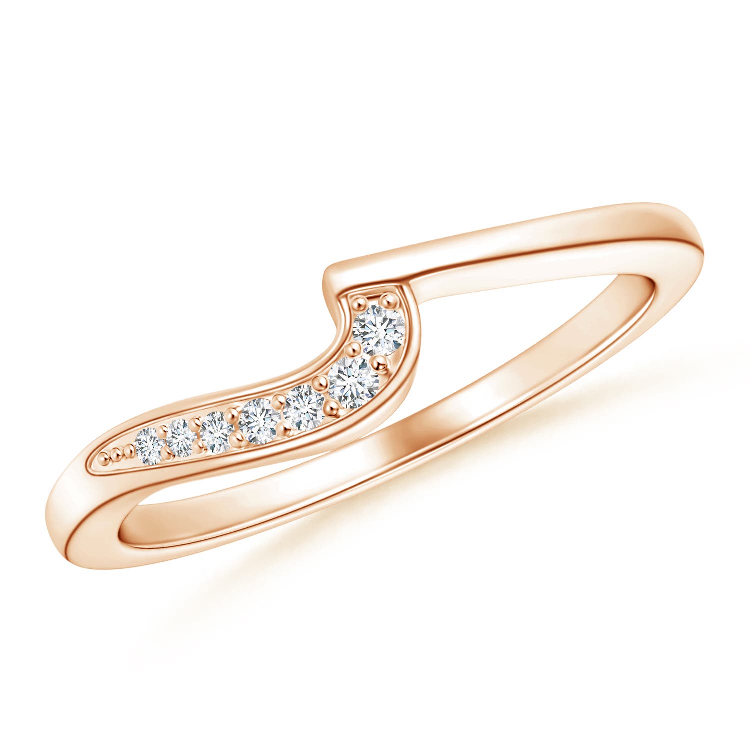 1.5mm GVS2 Wavy Contoured Pav� Diamond Wedding Band in 18CT Rose Gold