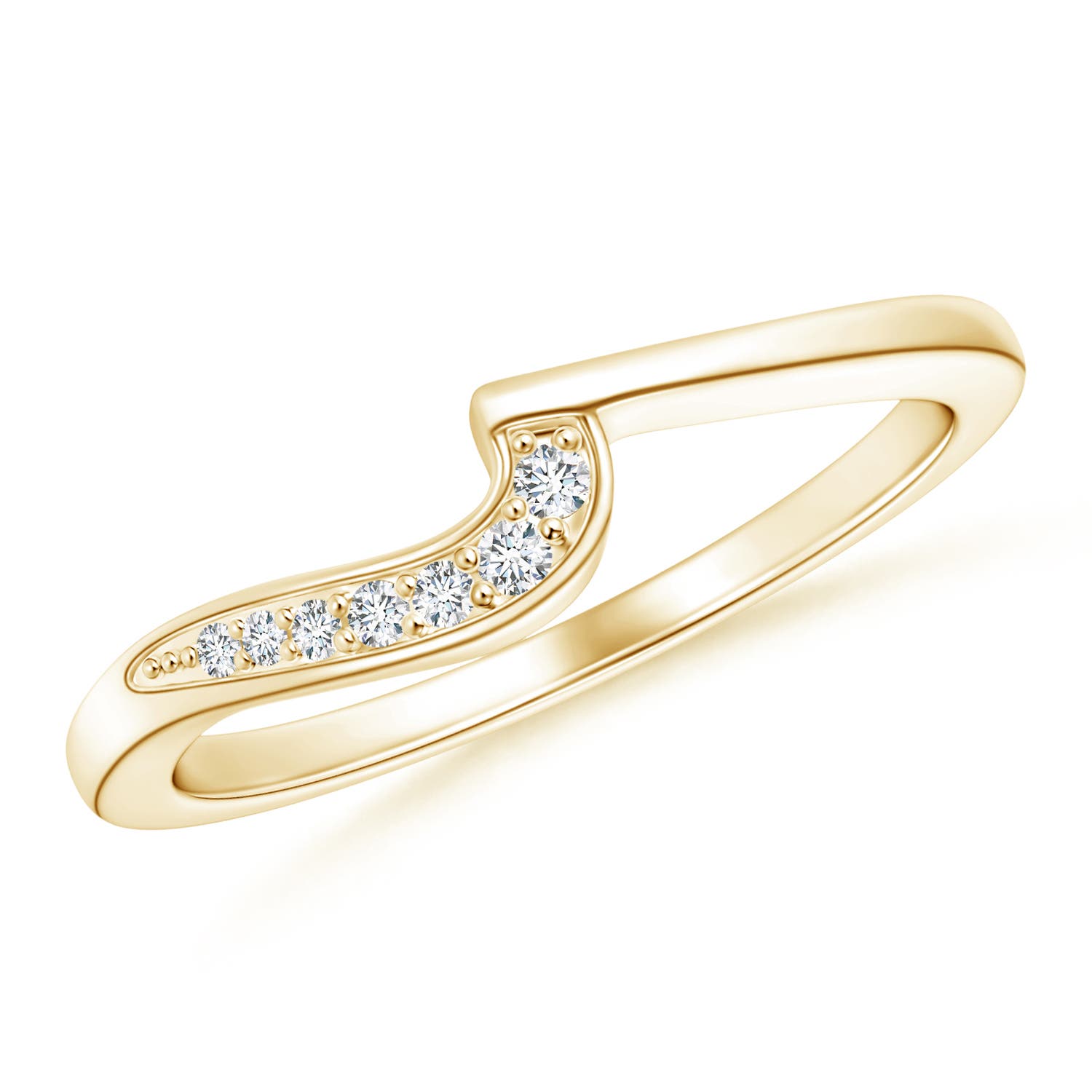 1.5mm GVS2 Wavy Contoured Pav� Diamond Wedding Band in 18CT Yellow Gold