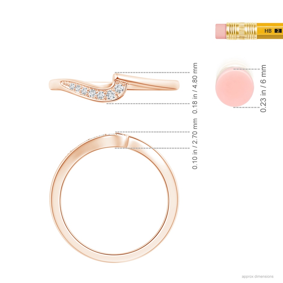 1.5mm GVS2 Wavy Contoured Pav� Diamond Wedding Band in Rose Gold ruler