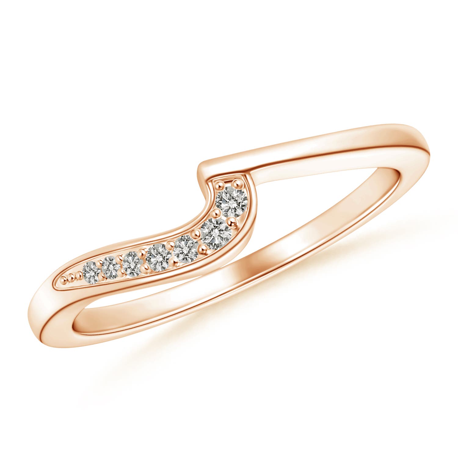 1.5mm KI3 Wavy Contoured Pav� Diamond Wedding Band in 18CT Rose Gold