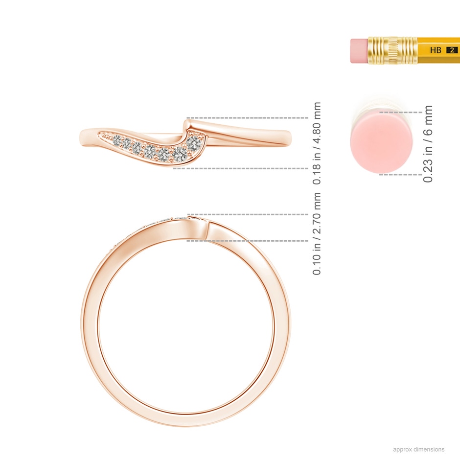 1.5mm KI3 Wavy Contoured Pav� Diamond Wedding Band in 9K Rose Gold ruler