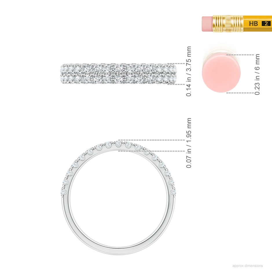 1.6mm GVS2 Half Eternity Double Row Diamond Wedding Ring in White Gold ruler