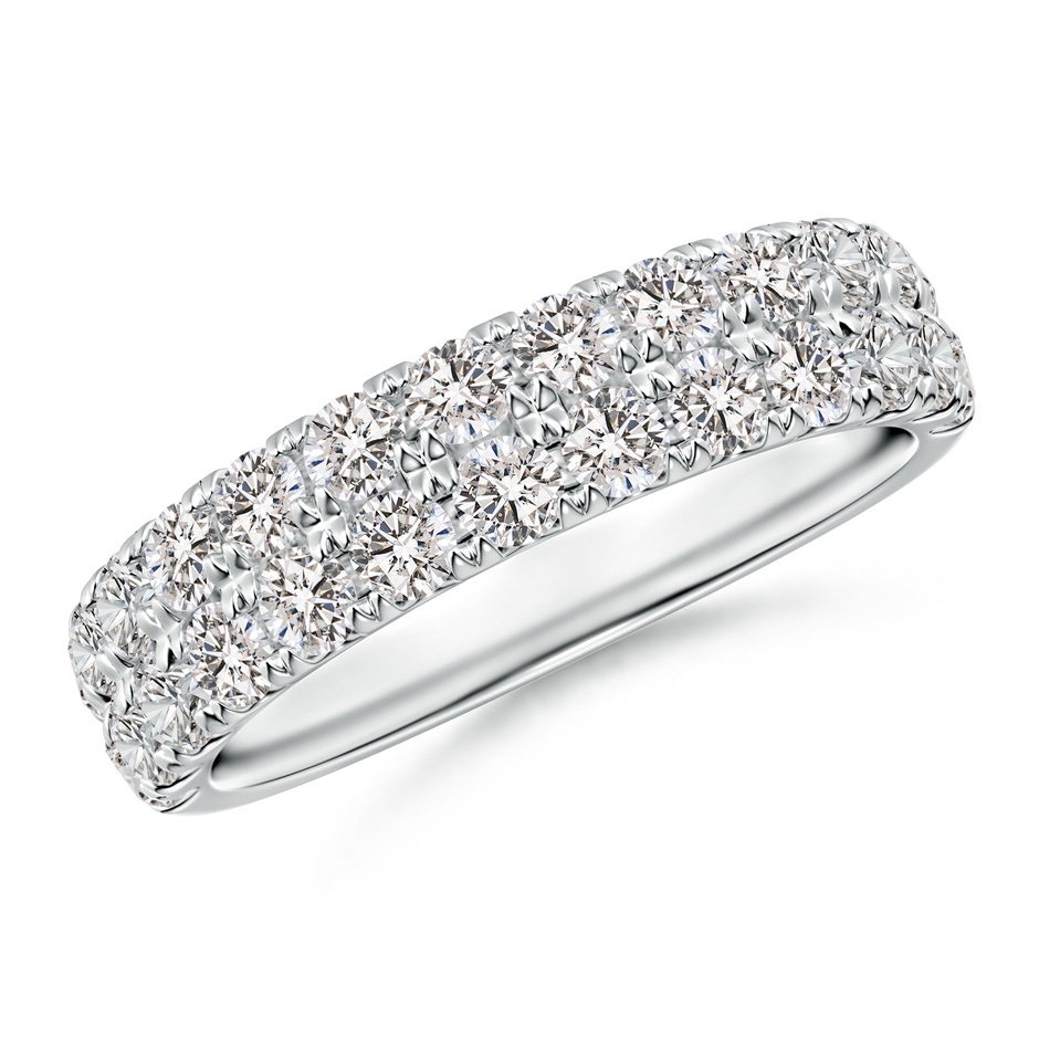 2.4mm IJI1I2 Half Eternity Double Row Diamond Wedding Ring in 18K White Gold 