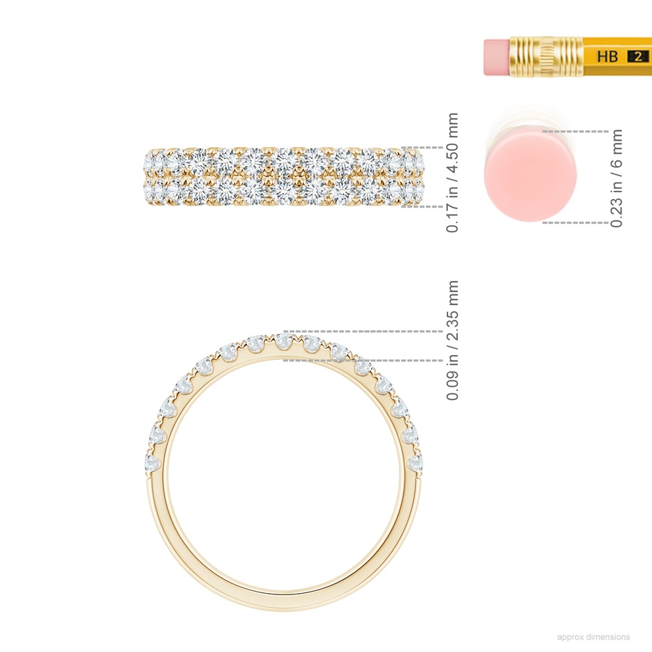 2mm GVS2 Half Eternity Double Row Diamond Wedding Ring in Yellow Gold ruler