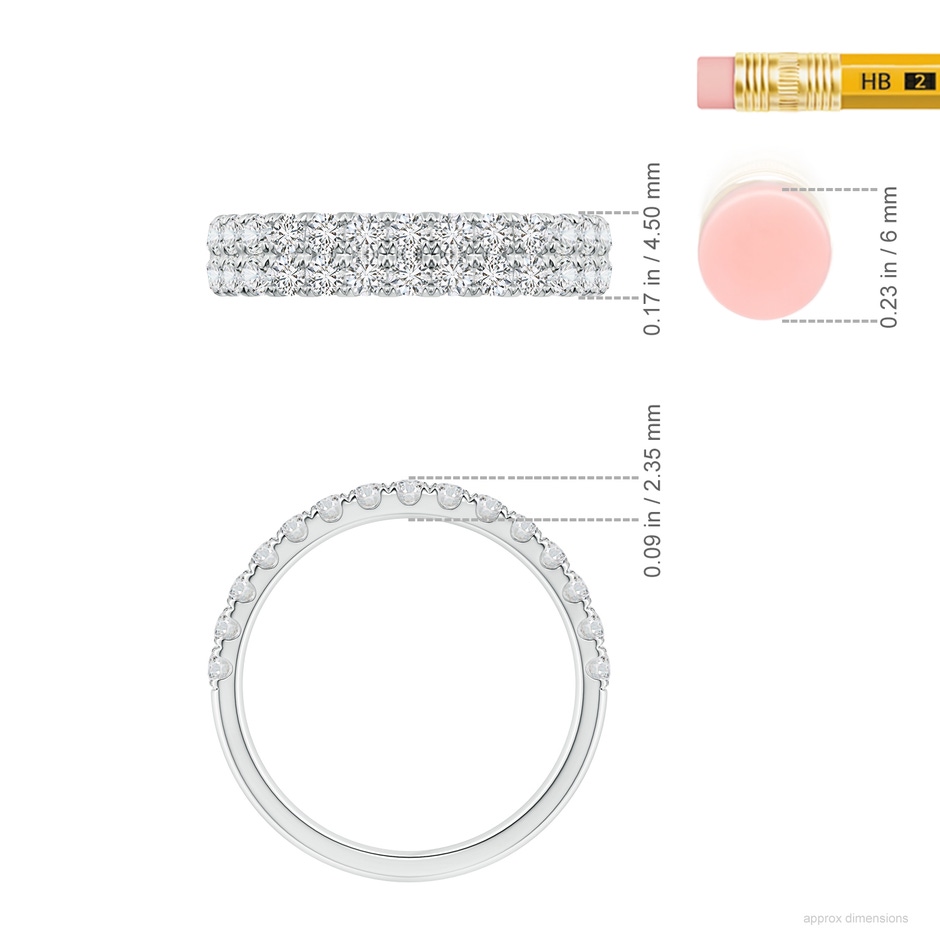 2mm HSI2 Half Eternity Double Row Diamond Wedding Ring in White Gold ruler