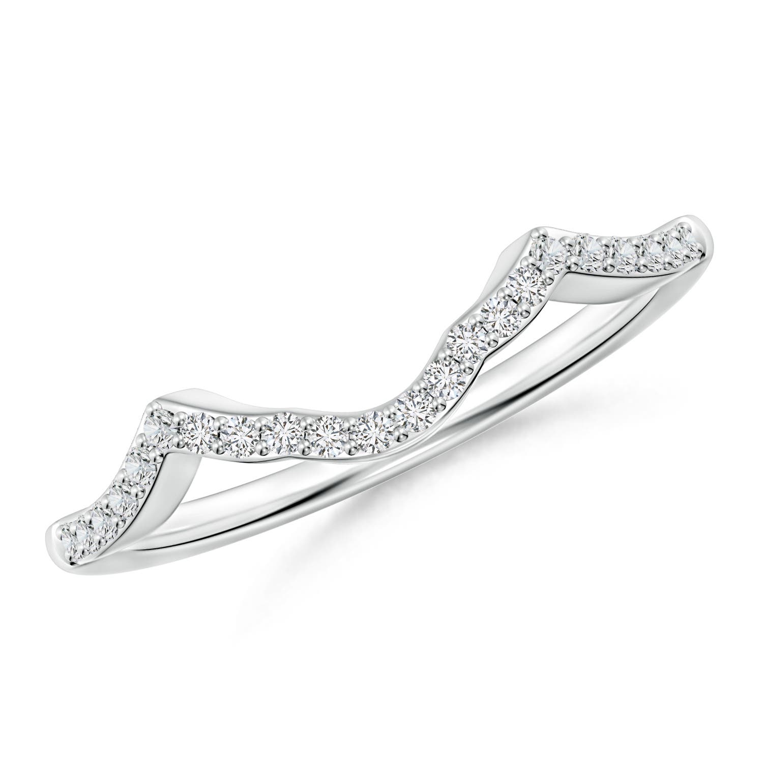 1.1mm HSI2 Diamond Half Eternity Curved Wedding Ring in 18K White Gold