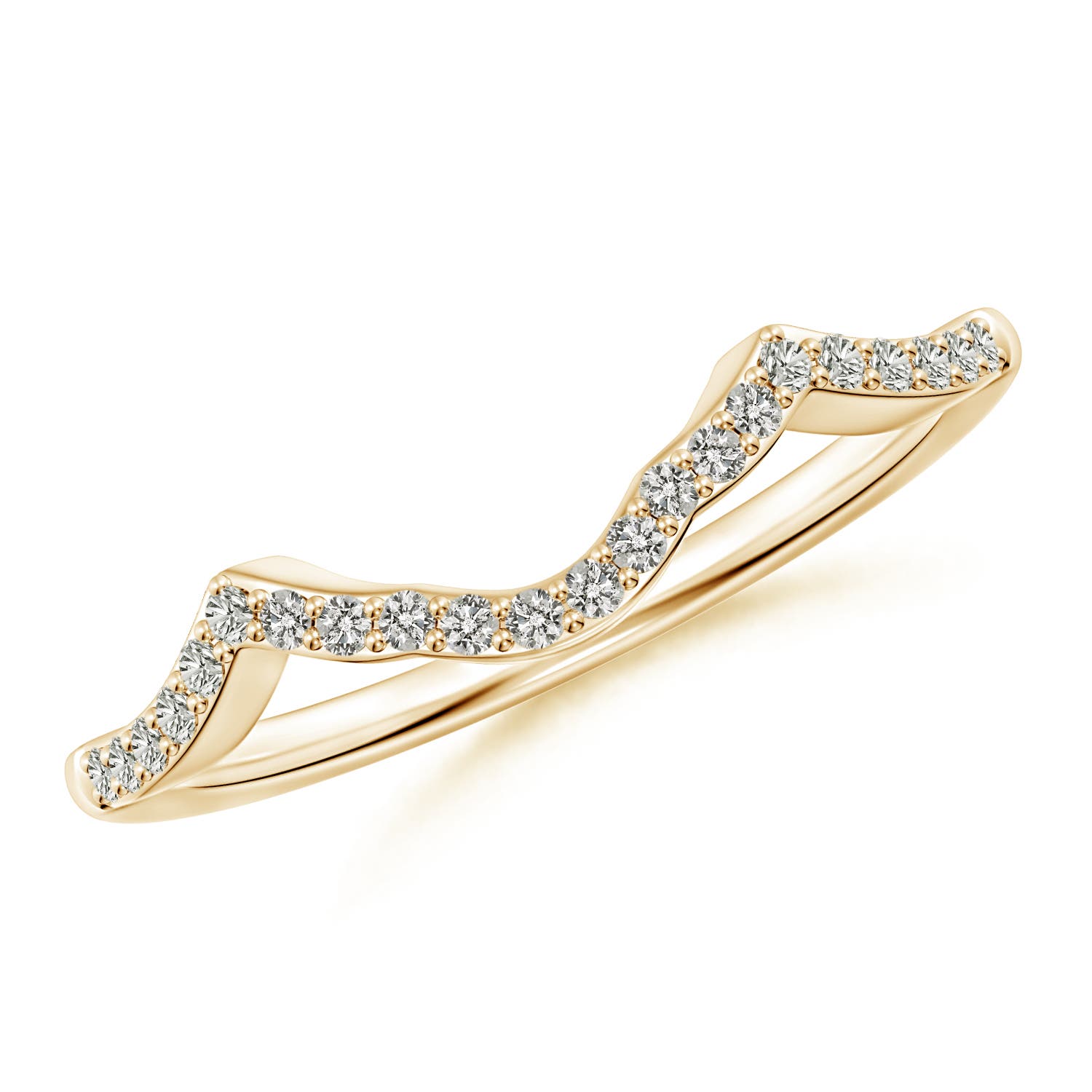 1.1mm JI2 Diamond Half Eternity Curved Wedding Ring in Yellow Gold