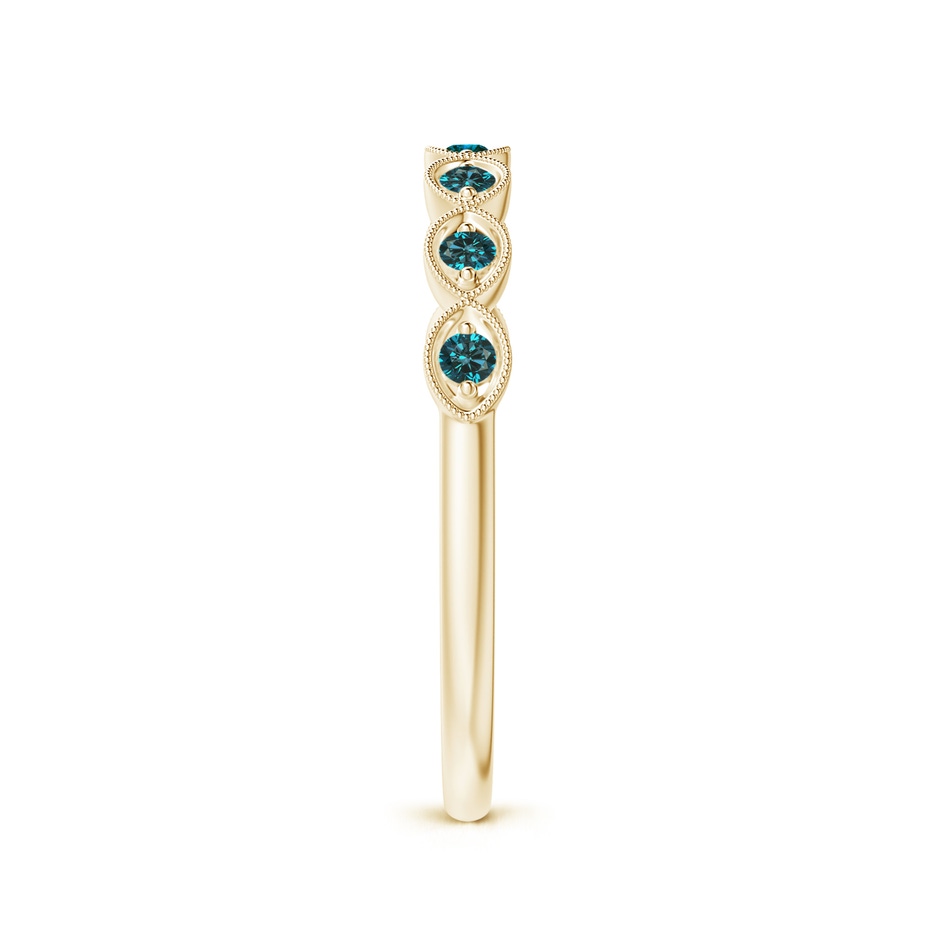 1.5mm AA Pave Set Round Enhanced Blue Diamond Milgrain Wedding Ring in Yellow Gold side 299