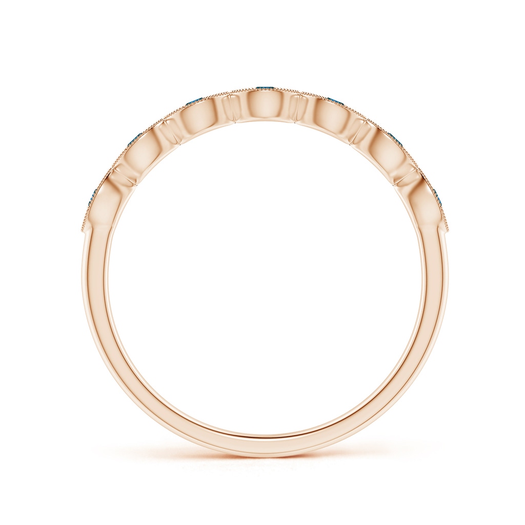 1.5mm AAA Pave Set Round Enhanced Blue Diamond Milgrain Wedding Ring in Rose Gold - side 199