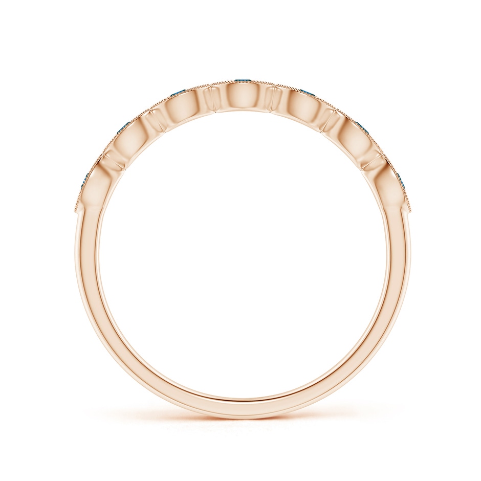 1.5mm AAA Pave Set Round Enhanced Blue Diamond Milgrain Wedding Ring in Rose Gold side 199