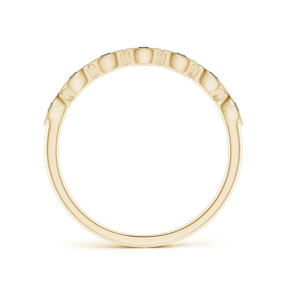 1.5mm AAA Pave Set Round Enhanced Blue Diamond Milgrain Wedding Ring in Yellow Gold side 199