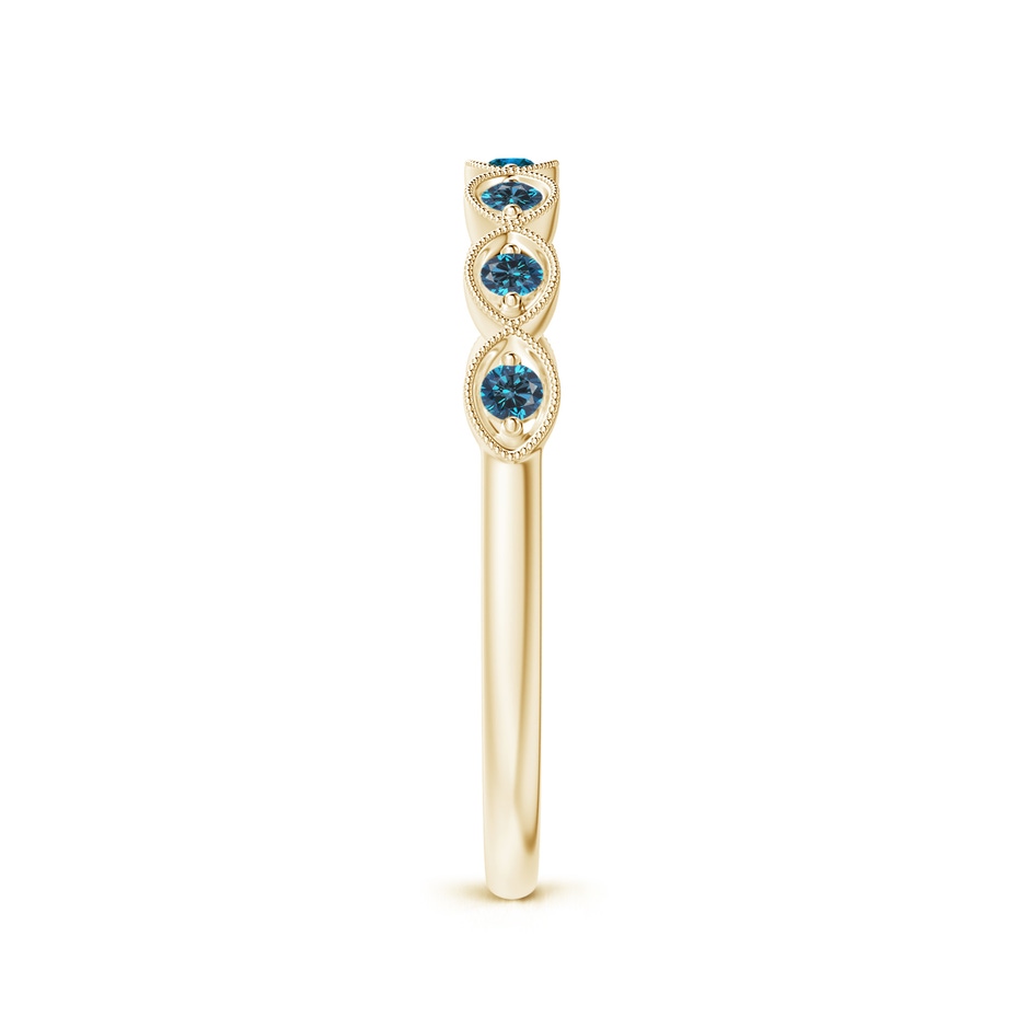 1.5mm AAA Pave Set Round Enhanced Blue Diamond Milgrain Wedding Ring in Yellow Gold side 299