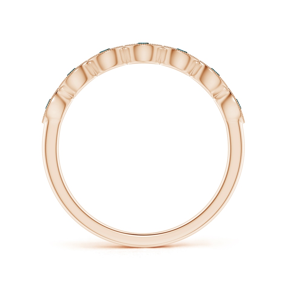 1.9mm AA Pave Set Round Enhanced Blue Diamond Milgrain Wedding Ring in 18K Rose Gold side 199