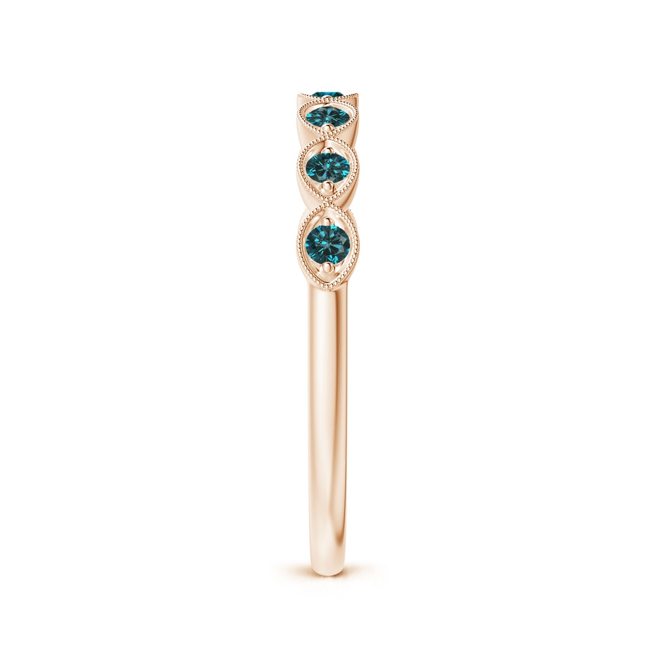 1.9mm AA Pave Set Round Enhanced Blue Diamond Milgrain Wedding Ring in 18K Rose Gold side 299