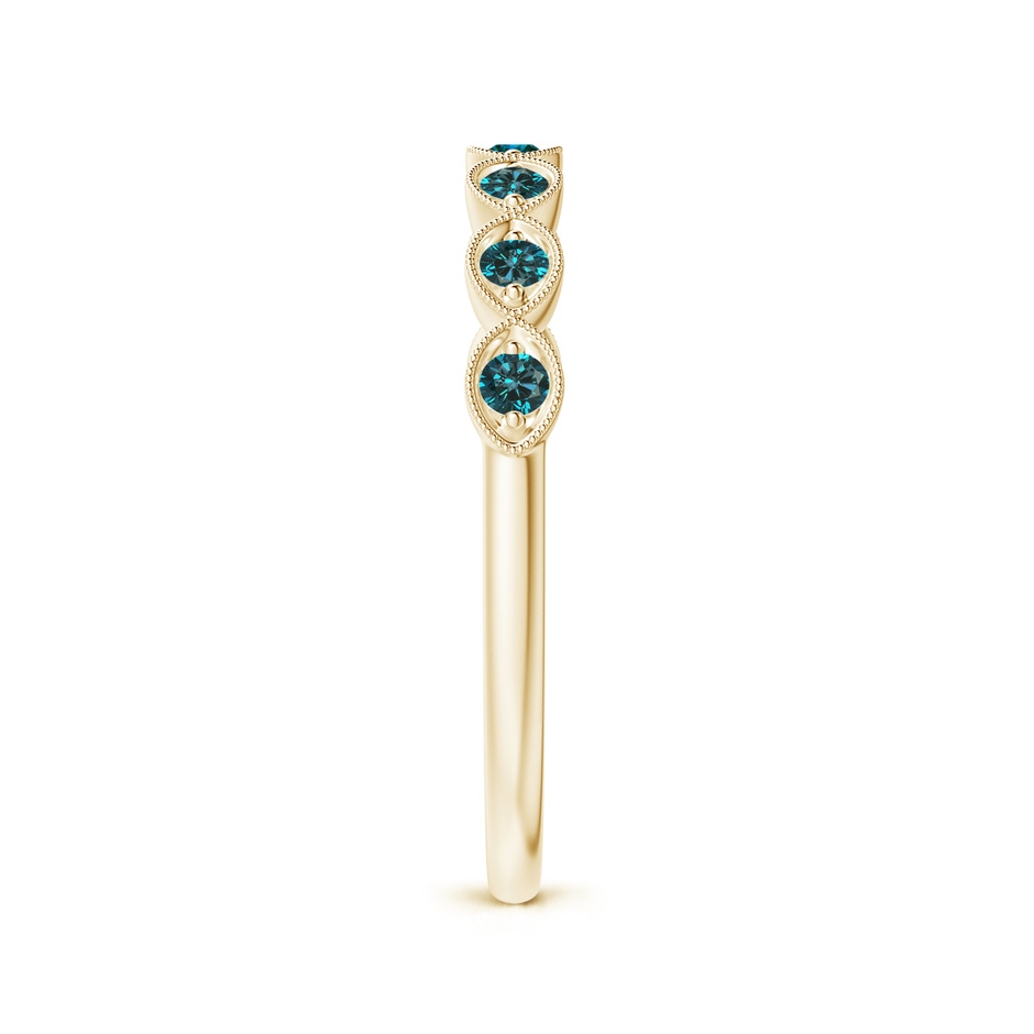 1.9mm AA Pave Set Round Enhanced Blue Diamond Milgrain Wedding Ring in Yellow Gold side 299