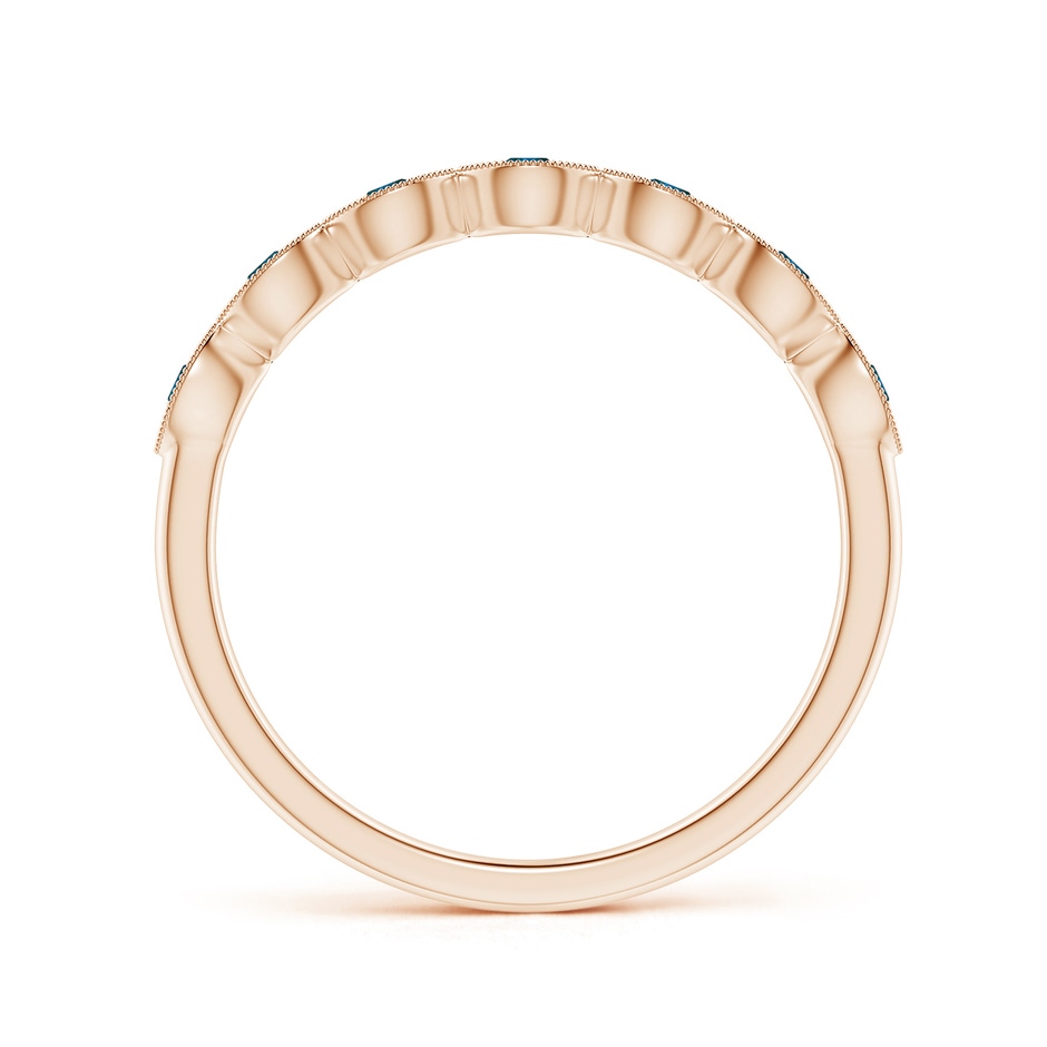 1.9mm AAA Pave Set Round Enhanced Blue Diamond Milgrain Wedding Ring in 18K Rose Gold side 199
