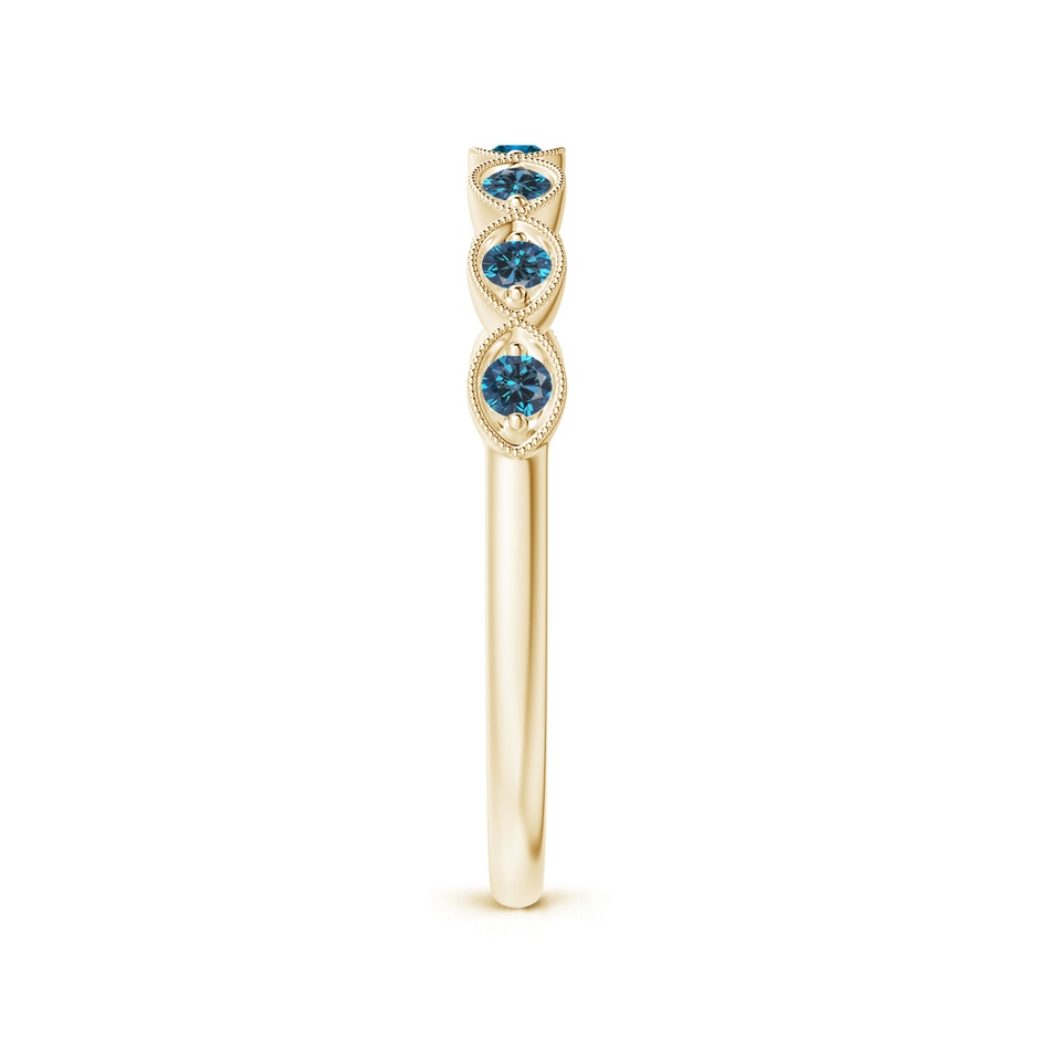 1.9mm AAA Pave Set Round Enhanced Blue Diamond Milgrain Wedding Ring in Yellow Gold side 299