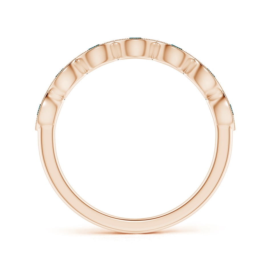 2.2mm AA Pave Set Round Enhanced Blue Diamond Milgrain Wedding Ring in 18K Rose Gold side 199
