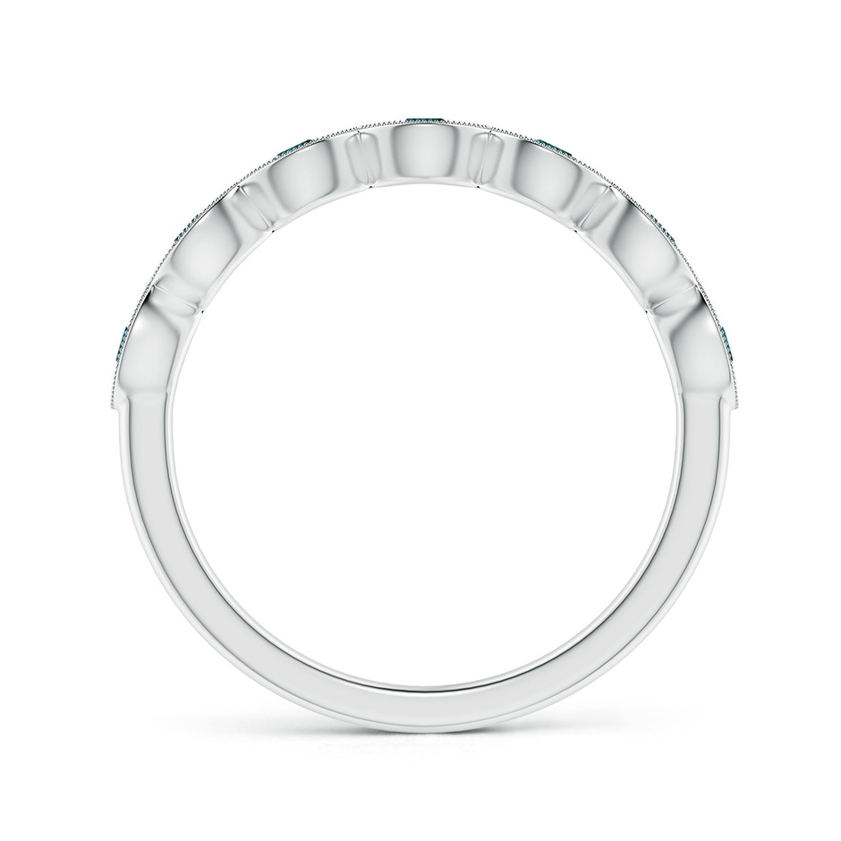 2.2mm AA Pave Set Round Enhanced Blue Diamond Milgrain Wedding Ring in White Gold side 199
