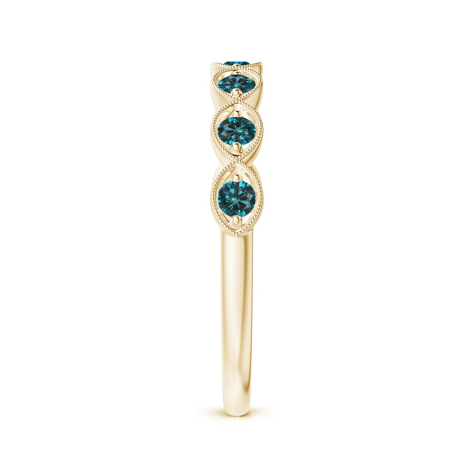 2.2mm AA Pave Set Round Enhanced Blue Diamond Milgrain Wedding Ring in Yellow Gold side 299