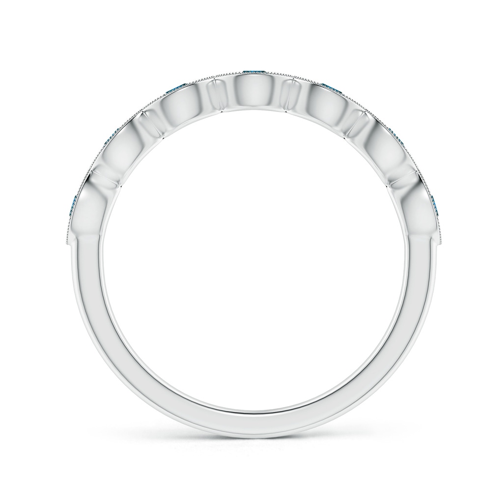 2.2mm AAA Pave Set Round Enhanced Blue Diamond Milgrain Wedding Ring in 18K White Gold - side 199
