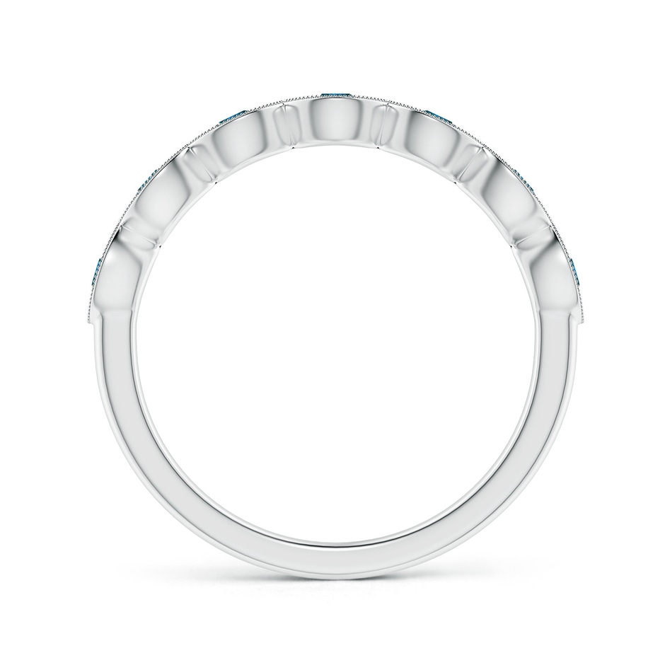 2.2mm AAA Pave Set Round Enhanced Blue Diamond Milgrain Wedding Ring in 18K White Gold side 199