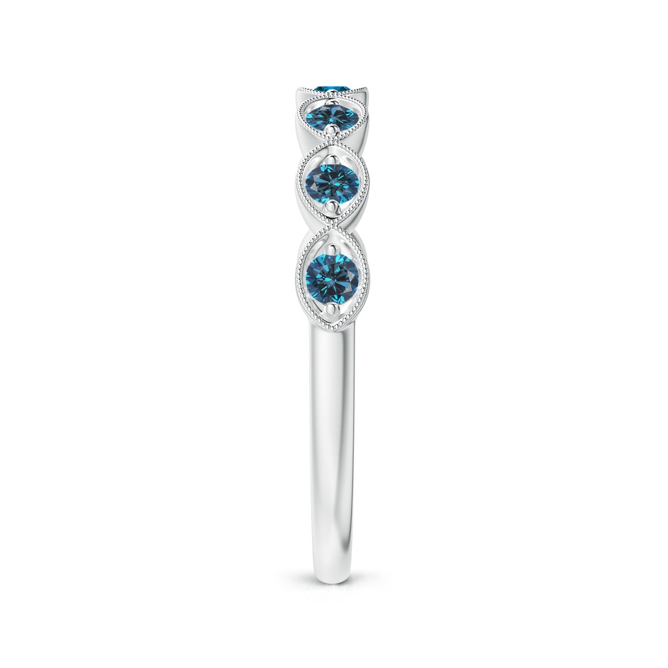 2.2mm AAA Pave Set Round Enhanced Blue Diamond Milgrain Wedding Ring in 18K White Gold side 299